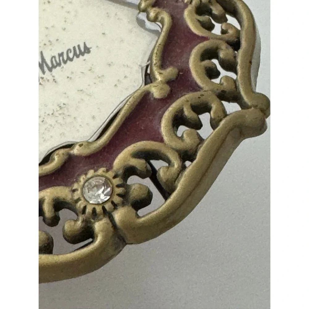 Neiman Marcus Jay Strongwater Mini Picture Frame Gold Burgundy Enamel Rhinestone
